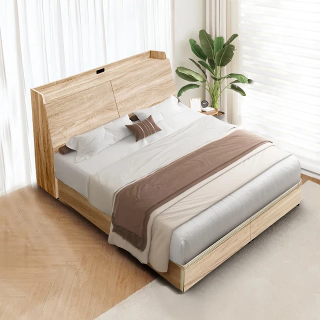 【A Factory 傢俱工場】直樹 日系美型 機能插座房間二件組-雙人加大6尺 歷史價格詳細信息