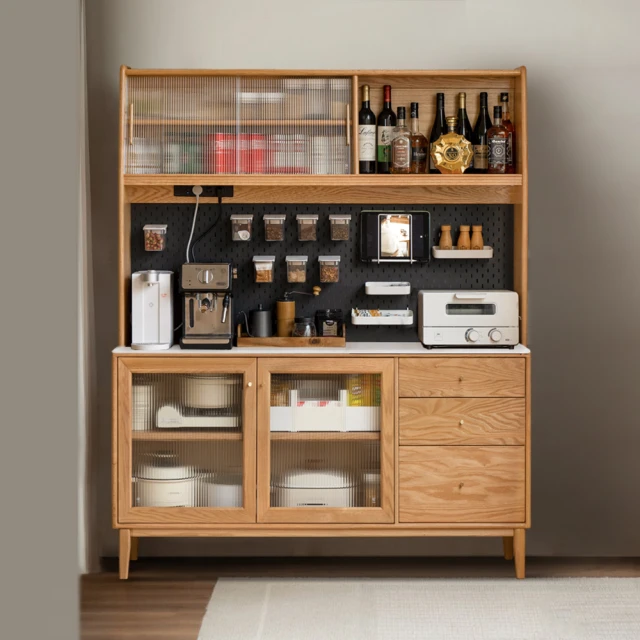 源氏木語布拉格橡木原木色洞洞板收納岩板餐櫃1.5M Y84Q12 歷史價格詳細信息