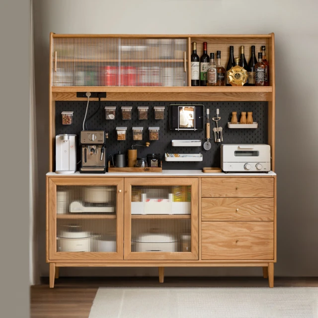 源氏木語布拉格橡木原木色洞洞板收納岩板餐櫃1.5M Y84Q12 歷史價格詳細信息