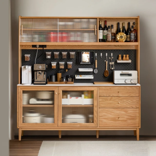 源氏木語布拉格橡木原木色洞洞板收納岩板餐櫃1.5M Y84Q12 歷史價格詳細信息