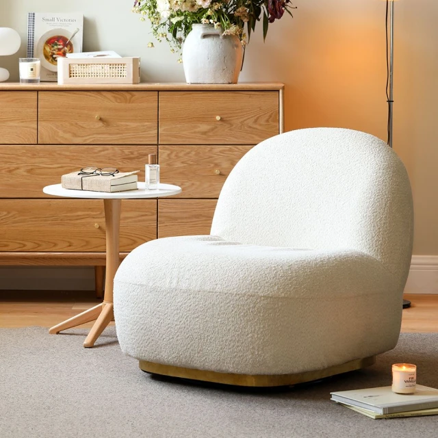 源氏木語羊羔絨南瓜造型單人沙發椅+腳凳 S03127-雲棉白 歷史價格詳細信息