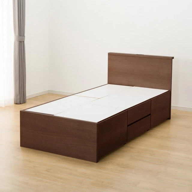 【NITORI 宜得利家居】◎雙人加大床座 床架 N-ZIO-C BOX LBR TW 附充電孔 附小夜燈(床座 床架) 歷史價格詳細信息