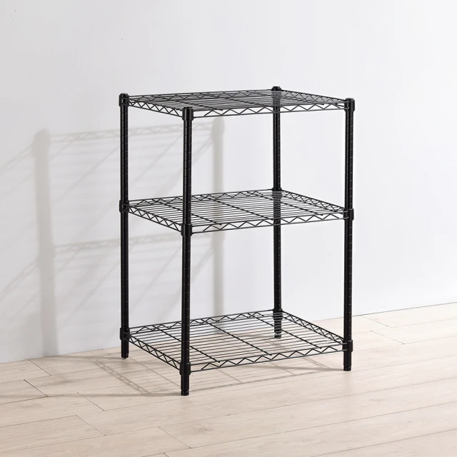 鐵架MIT輕型三層置物架60x35x90cm-極致黑色(鐵架/收納架/層架/置物架/電鍍鉻架/波浪架/貨架) 歷史價格詳細信息