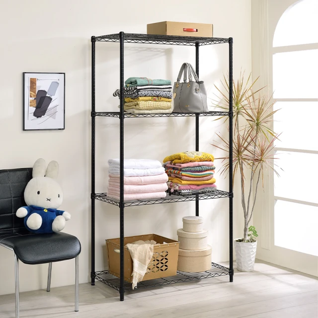 鐵架MIT輕型四層置物架90x60x180cm-極致黑色 歷史價格詳細信息