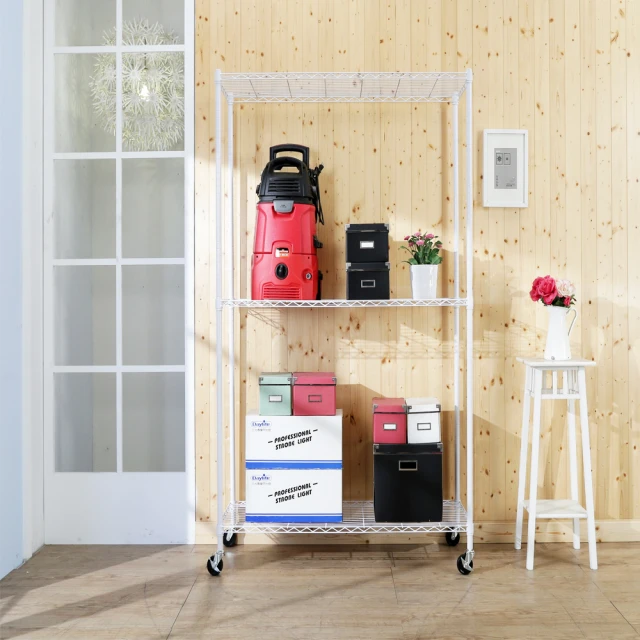 BuyJM白烤漆90x45x190cm鎖接管三層架附工業輪/波浪架 歷史價格詳細信息