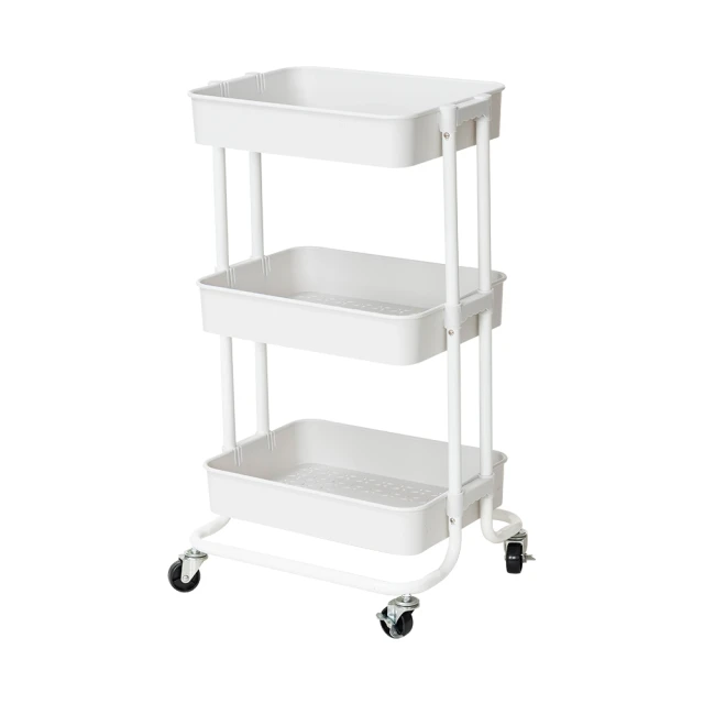 樂嫚妮 三層置物架/收納置物推車/贈掛勾4入-附輪-(2色) 歷史價格詳細信息