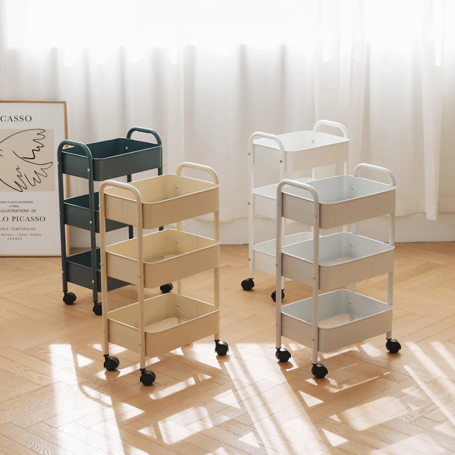 三層推車 置物推車 收納架 置物架 三層烤漆推車 推車 廚房推車 歷史價格詳細信息