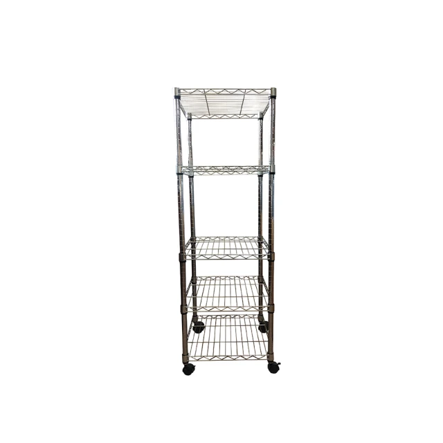 【A+Courbe】鐵力士鍍鉻移動式萬用收納五層架45x60x125cm(鐵架 收納架 置物架 電器架 床邊櫃 鞋架) 歷史價格詳細信息