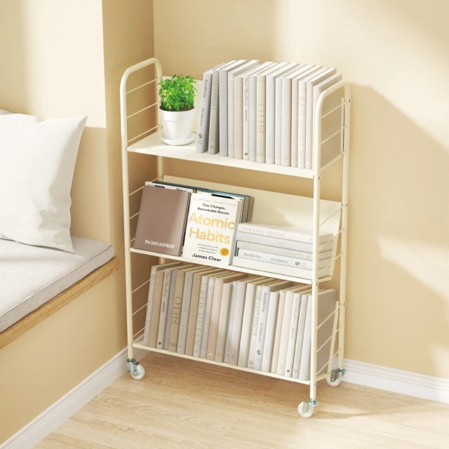 書架家用鐵藝奶油款落地多層儲物繪本閱讀架客廳簡易收納置物架子 歷史價格詳細信息