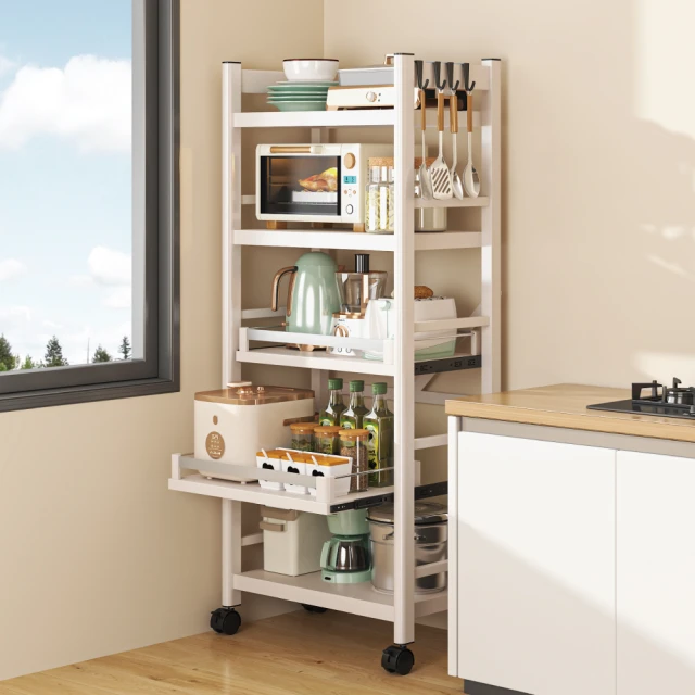 【慢慢家居】五層100寬-抽拉式層板廚房可移動隙縫置物電器架(金屬導軌抽屜) 歷史價格詳細信息