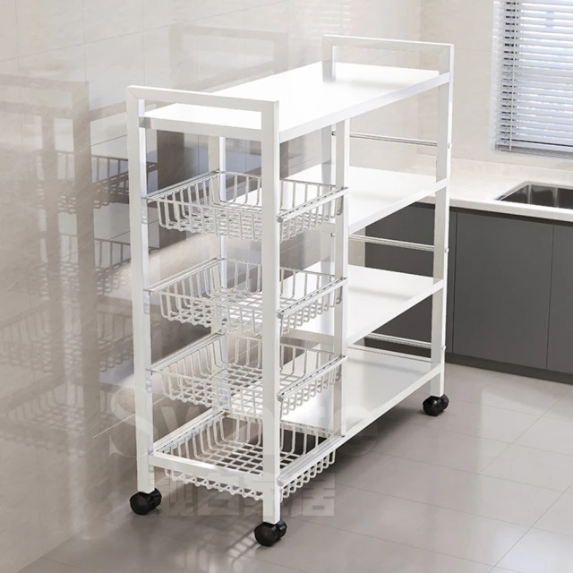 白色廚房置物架落地式多層多功能收納層架子微波爐烤箱陽臺置物架子 歷史價格詳細信息