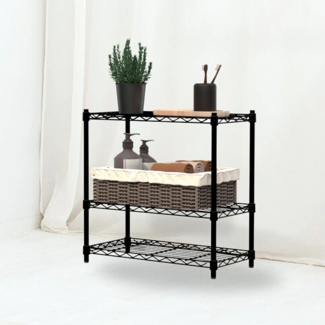 鐵架MIT輕型三層置物架90x46x90cm-極致黑色(鐵架/收納架/層架/置物架/電鍍鉻架/波浪架/貨架) 歷史價格詳細信息