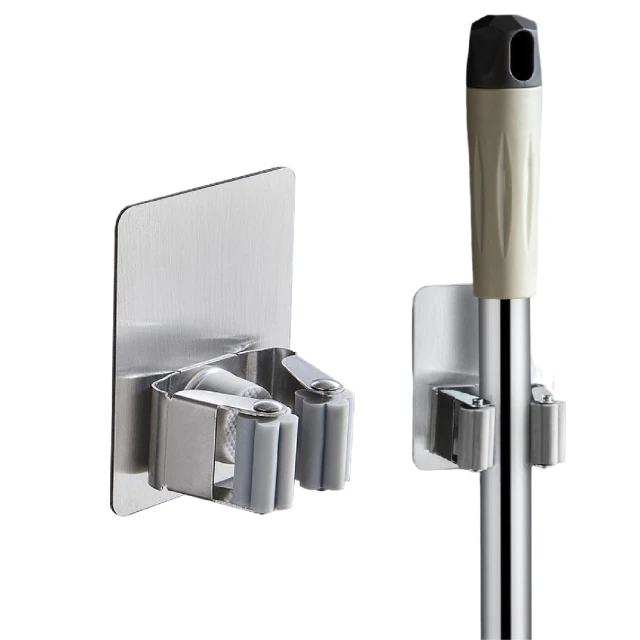 2入組 免打孔304不鏽鋼拖把掛勾置物架 拖把架 拖把夾 無痕掛勾 歷史價格詳細信息