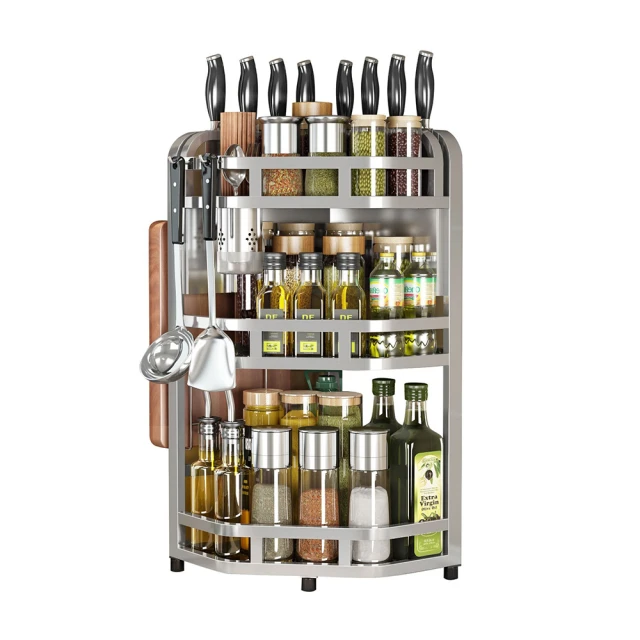 廚房轉角分層置物架放鍋具蒸架多功能爐灶邊金屬瀝水置物架 歷史價格詳細信息