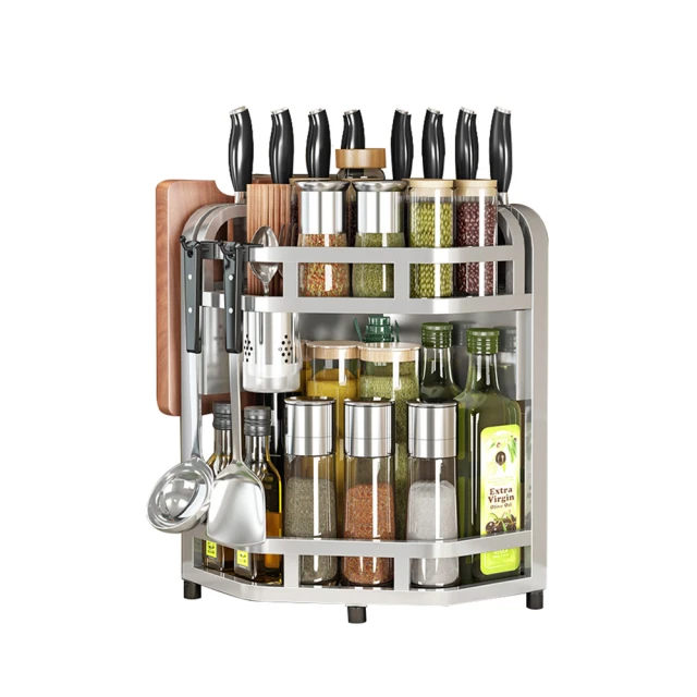 廚房轉角分層置物架放鍋具蒸架多功能爐灶邊金屬瀝水置物架 歷史價格詳細信息