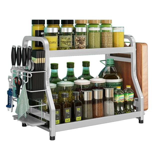 調味料收納 刀架廚房收納 奶油白調味瓶收納架刀架 筷子收納架 廚房用品收納架 多功能調料置物架 免安裝 四合一收納9 歷史價格詳細信息