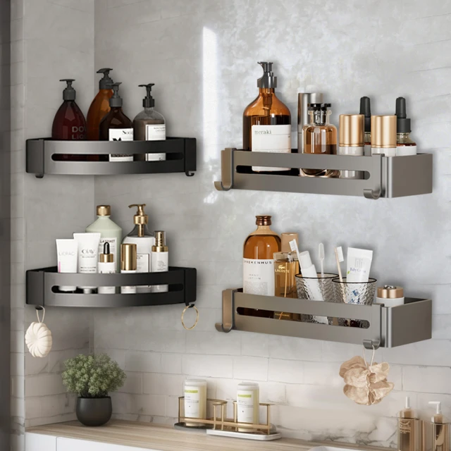 太空鋁 無痕貼壁掛式置物架套組 本色銀  兩入裝 歷史價格詳細信息