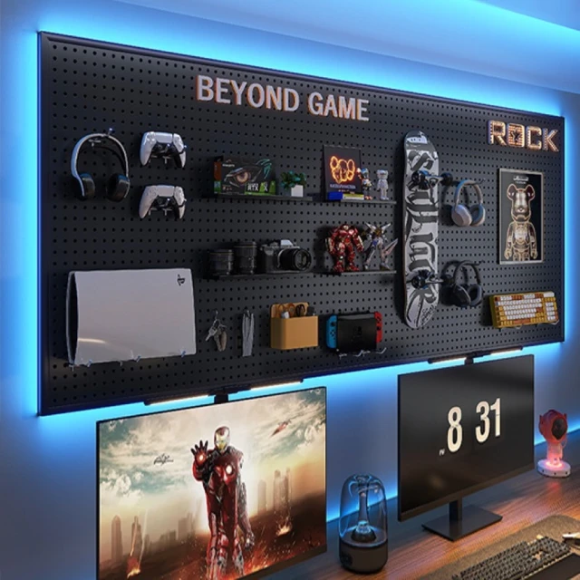 洞洞板電牆面帶框圓孔置物架競牆磁吸掛件置物架掛壁家居鐵藝洞板 歷史價格詳細信息