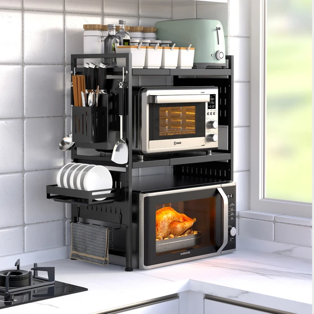 可伸縮廚房收納架 微波爐置物架 檯面烤箱架 多功能儲物架  調料架 烤箱收納架 歷史價格詳細信息