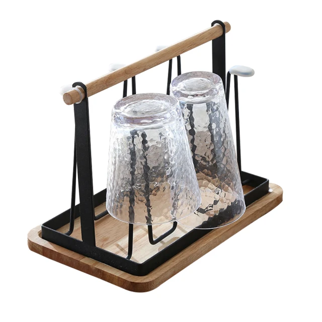 日式鐵藝瀝水杯架附托盤+日式木質瀝水杯架 二件組 歷史價格詳細信息