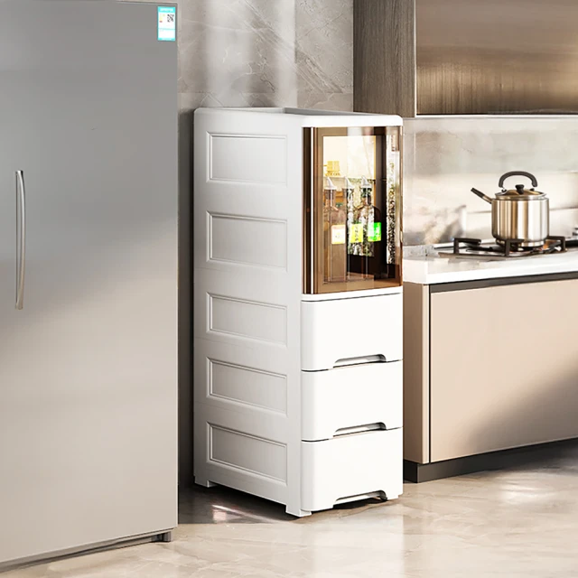 居家可移動 縫隙收納架 客廳浴室廚房 小推車 置物架 萬向滾輪多層 米色三層 歷史價格詳細信息