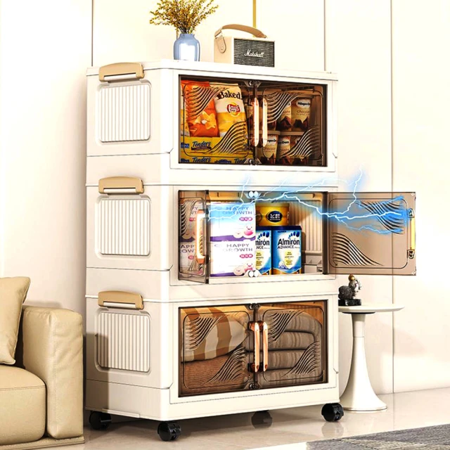 【Mr.Box】50面寬摺疊雙開門五層收納櫃(附滑輪-白色款) 歷史價格詳細信息