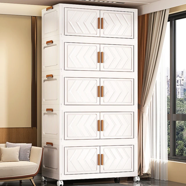 【Mr.Box】70面寬摺疊雙開門三層收納櫃(附滑輪-白色款) 歷史價格詳細信息