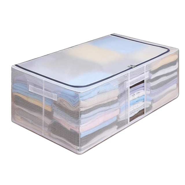【透明鋼架收納箱 24L】雙開式 防水 衣物整理箱 摺疊收納箱 置物箱 收納盒 收納箱 DO293-01 歷史價格詳細信息