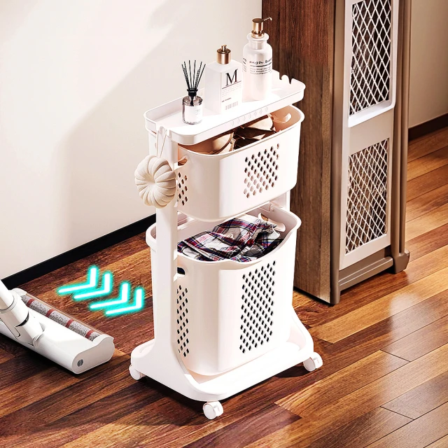 【Mr.Box】掛勾款3層分類髒衣籃洗衣收納籃(附輪) 歷史價格詳細信息