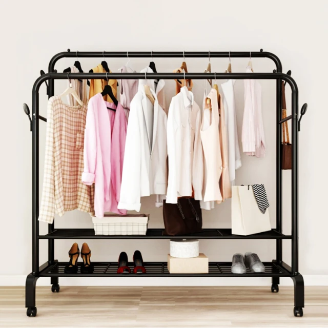 簡易雙層衣架 落地置物架  竹木一體衣帽架 掛衣架 收納架 晾衣架 歷史價格詳細信息