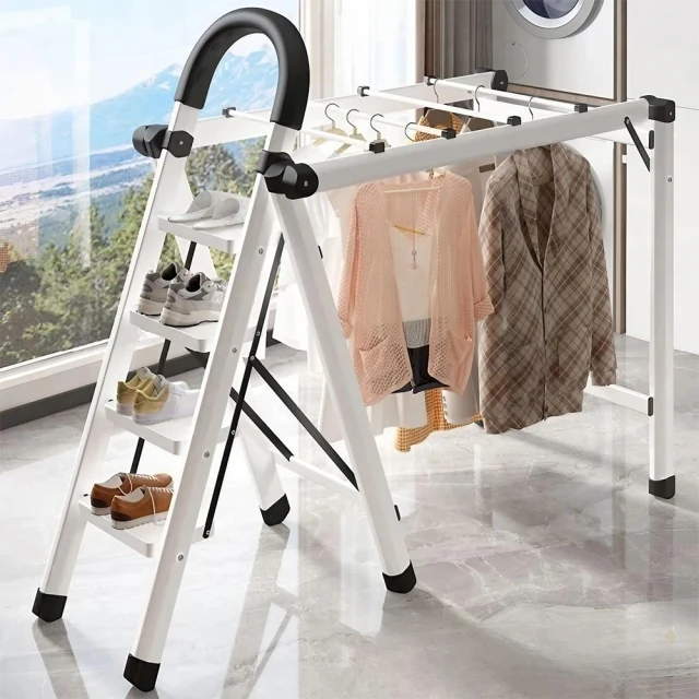 梯子晾衣架兩用鋁閤金人字梯傢用折疊多功能室內伸縮加厚曬被樓梯 歷史價格詳細信息