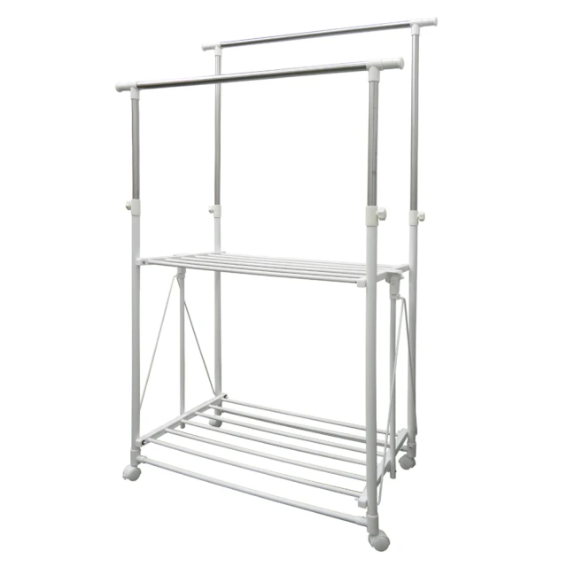 【雙手萬能】不鏽鋼雙桿彎彎雙網曬衣架(置衣架/伸縮桿/附滾輪/掛衣架) 歷史價格詳細信息