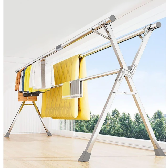 升級版不銹鋼X型曬衣架2.4米-附輪 免安裝+可伸縮+超耐重+易收納+易移動 免運 現貨 廠商直送 歷史價格詳細信息