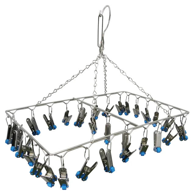 雙手萬能 方型不鏽鋼秒收曬衣夾 24夾 免運費 現貨 廠商直送 歷史價格詳細信息