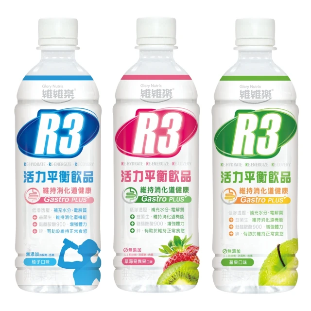 【維維樂】R3活力平衡飲PLUS 500mlX24瓶(柚子/草莓奇異果/蘋果 低滲透壓 電解質 電解水) 歷史價格詳細信息