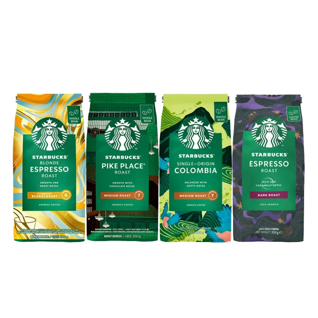 【STARBUCKS 星巴克】咖啡豆200g/包(派克市場/黃金烘焙/哥倫比亞/濃縮烘焙) 歷史價格詳細信息