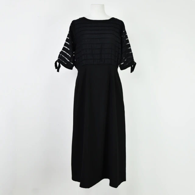 【betty’s 貝蒂思】條紋拼接連帽下襬抽皺上衣(黑色) 歷史價格詳細信息