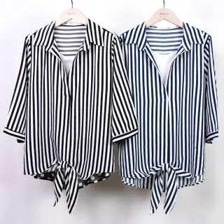 【betty’s 貝蒂思】假兩件條紋翻領雪紡上衣(紅色) 歷史價格詳細信息