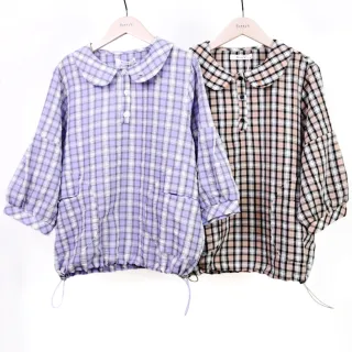 【betty’s 貝蒂思】格紋圓邊領抽繩七分袖上衣(紫色) 價格比較,價格查詢,歷史價格詳細信息