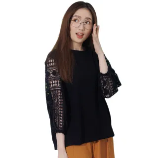 betty’s貝蒂思　圓領素面荷葉蕾絲上衣 (深藍) 歷史價格詳細信息