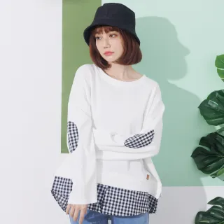 【betty’s 貝蒂思】格子布拼接印花連帽T-shirt(白色) 歷史價格詳細信息