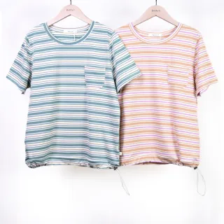 【betty’s 貝蒂思】橫條紋拼接下擺抽繩七分袖T-shirt(白色) 歷史價格詳細信息