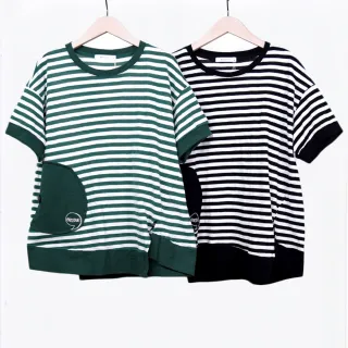 【betty’s 貝蒂思】經典條紋側開衩口袋T-shirt(黑色) 歷史價格詳細信息