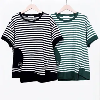 【betty’s 貝蒂思】經典條紋側開衩口袋T-shirt(黑色) 歷史價格詳細信息