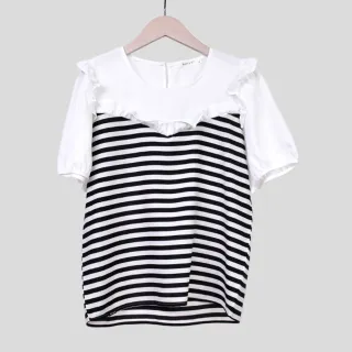 【betty’s 貝蒂思】條紋荷葉壓蕾絲長裙(淺藍) 歷史價格詳細信息