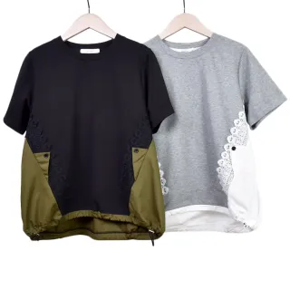 【betty’s 貝蒂思】寬版撞色條紋口袋圓領T-shirt(共二色) 歷史價格詳細信息