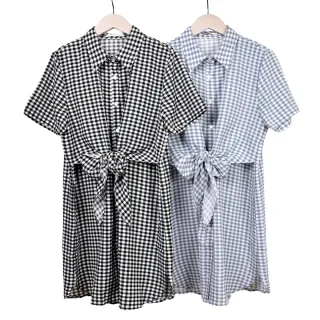 【betty’s 貝蒂思】知性格紋短袖寬領長洋裝(黑色) 歷史價格詳細信息