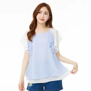 【betty’s 貝蒂思】假兩件條紋翻領雪紡上衣(紅色) 歷史價格詳細信息