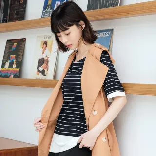 【betty’s 貝蒂思】愛心刺繡撞色條紋開襟毛衣(卡其) 歷史價格詳細信息