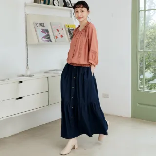 【betty’s 貝蒂思】腰鬆緊拼接壓褶下擺鬆緊抽皺花苞牛仔裙(共二色) 歷史價格詳細信息